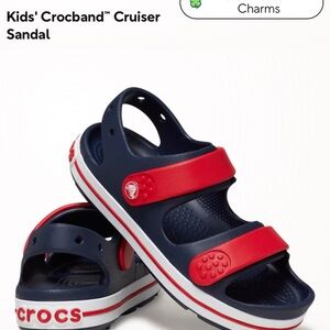 Crocs Unisex Kids Crocband Cruiser Sandal Navy/ Red Size 1 Little Kids J1